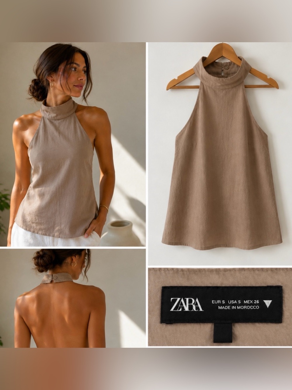Zara Taupe Halter Neck Camisole